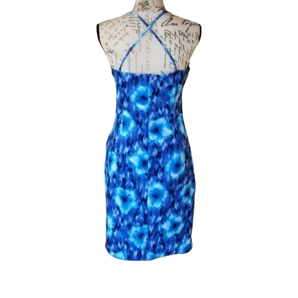 Blue Floral Racerback Dress - Picture 3 of 6
